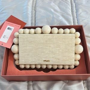 Cult Gaia Tweed Sand Eos Clutch